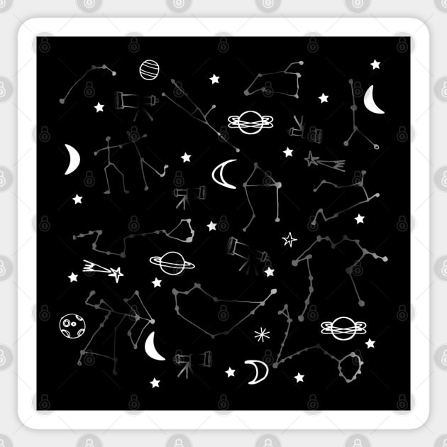 Astrology Pattern Black Sticker by bruxamagica